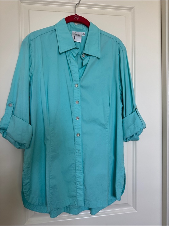 Finley Tops - Finley Turquoise Button-Up Shirt